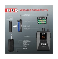 Pyle Uhf Wireless Microphone System - Handheld Mic, Headset Mic, Lavalier Mic & Beltpack Transmitter