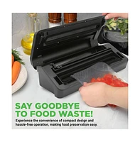 NutriChef Deluxe Vacuum Sealer with Front Handle and Roll Cutter for Food Storage (Black)