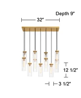 Possini Euro Design Marika 32" Modern Pendant Chandelier Ceiling Light Fixture Dining Room Over Table Kitchen Island Foyer Hanging Linear Multi-Light