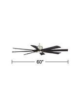 60" Defender Modern Industrial Indoor Outdoor Ceiling Fan 8 Blade Led Light Remote Control Brushed Nickel Motor Black Oak Finish Blades Bedroom Patio