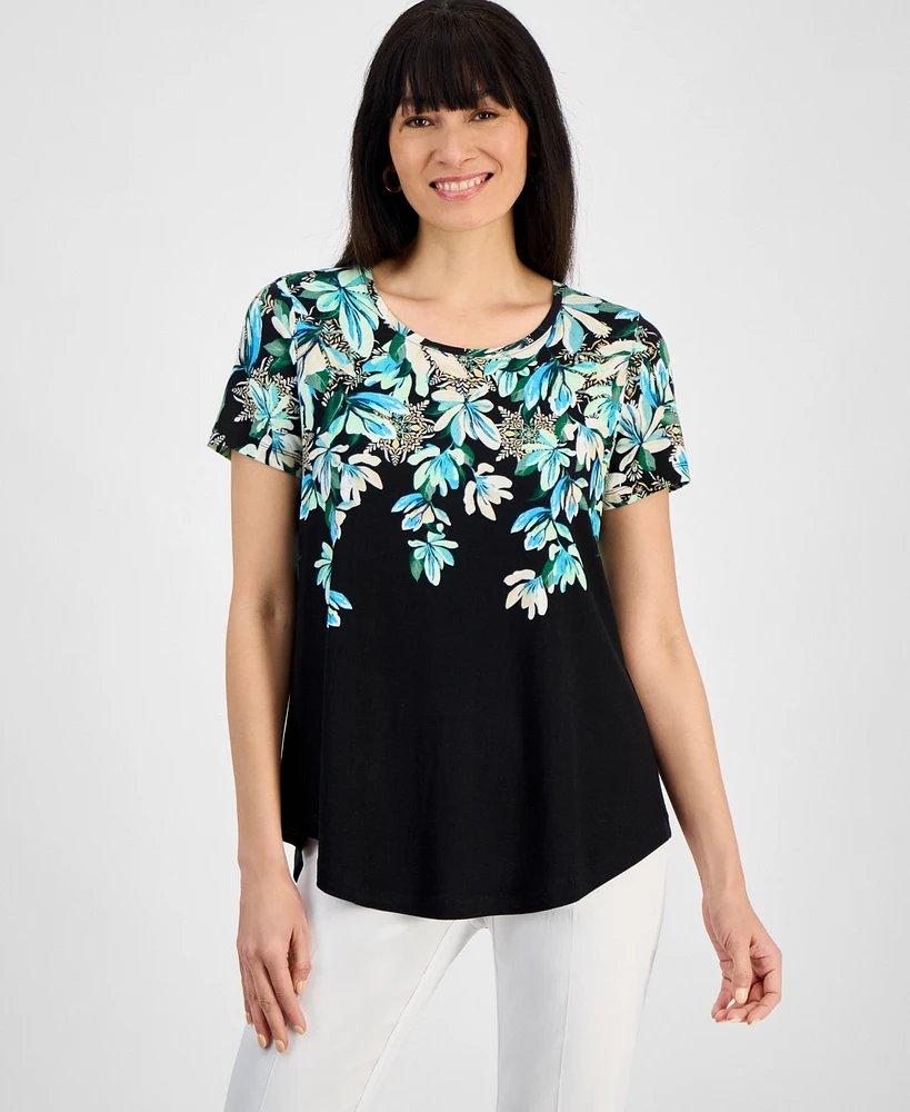 Jm Collection Women's Printed Scoop-Neck Top, Exclusively at Macy's