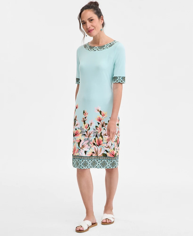 Jm Collection Women's Printed Elbow Sleeve Dress, Exclusively at Macy's