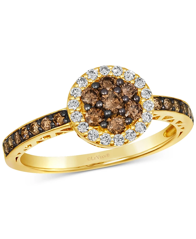 Le Vian Chocolate Diamond (1/2 ct. t.w.) & Nude Diamond (5/8 ct. t.w.) Ring in 14k Honey Gold