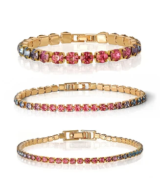 Jessica Simpson Colorful Crystal Tennis Bracelet Set - Sparkling Stackable Bracelets