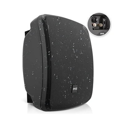 Pyle 70V On Wall/Patio Commercial Speaker - 2-Way Full Range Stereo Sound, Waterproof Enclosure with 70V Built-in Transformer (Black)