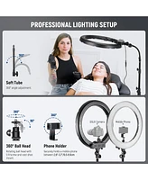 Neewer Ring Light 18inch Kit: 55W 5600K Professional Led with Stand and Phone Holder, Soft Tube & Bag for Tattoo Lash Extension Barber Makeup Artist S