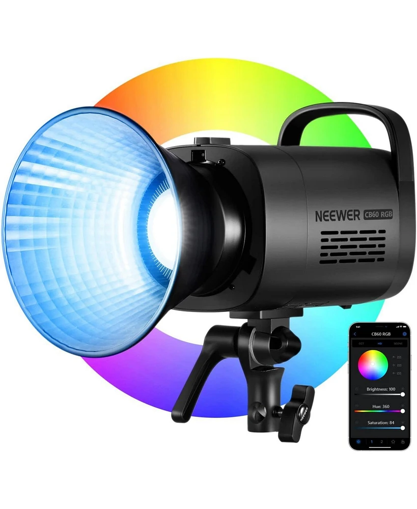 Neewer CB60 Rgb 70W Led Video Light with App Control, Bowens Mount Cob Full Color Continuous Output Lighting 18000Lux/1m Cct 2700K-6500K CRI97+ 17 Sce