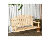 Slickblue 2-Seater Wooden Hanging Porch Swing for Stylish Outdoor Seating