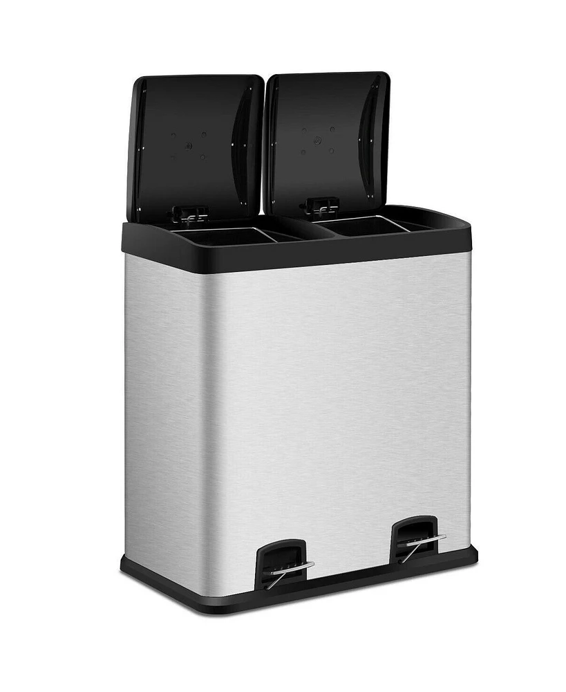 Slickblue Compartment Kitchen Trash Can with Foot Pedal for Convenient Waste Separation