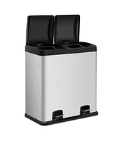 Slickblue Compartment Kitchen Trash Can with Foot Pedal for Convenient Waste Separation