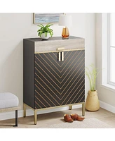 Tribesigns Shoe Cabinet with Drawers, 4-Tier Shoe Storage Organizer with Removable Shelves, Modern Shoe Storage Cabinet with Doors for Entryway, Hallw
