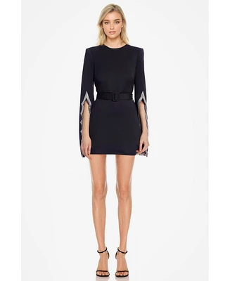 ONE33 Social Women's The Silva | Black Scallop Sleeved Mini Dress