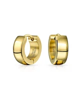Bling Jewelry Simple Basic Polished Round Huggie Hoop Kpop Earrings Stainless Steel