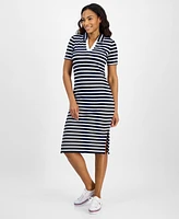 Tommy Hilfiger Women's Striped Crochet-Trim Midi Dress