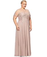Xscape Plus Beaded Chiffon Gown
