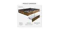 Slickblue Metal Wood Platform Bed Frame with 4 Storage Drawers - 800 lbs Max Weight