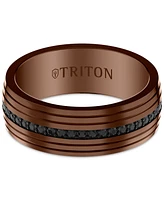 Triton Men's Black Sapphire Low Dome Comfort Fit Wedding Band (1-1/6 ct. t.w.) Brown & Tungsten