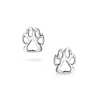 Bling Jewelry Bff Animal Lover Paw Print Stud Earrings for Pet Dog Cat in Sterling Silver