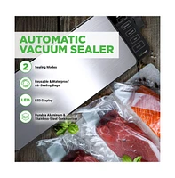 NutriChef Automatic Vacuum Sealer System with Digital Controls and Reusable Bags (Stainless Steel)