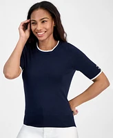 Nautica Jeans Women's Short-Sleeved Crewneck Sweater