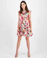 julia jordan Women's Floral-Print Ruffle-Sleeve Mini Dress