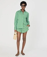 French Connection Womens Alexis Cotton Angled Yoke Shirt Alexis Cotton Drawstring Shorts