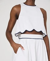 French Connection Women's Alexis Cotton Scallop Midi Skirt