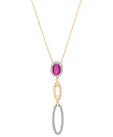 Ruby (5/8 ct. t.w.) & Diamond (1/5 ct. t.w.) Halo Link Drop 18" Pendant Necklace