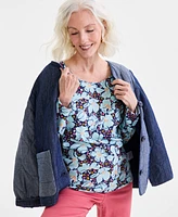 Style & Co Women's Printed Scoop-Neck Long-Sleeve Top, Exclusively at Macy's