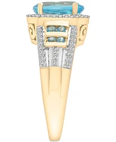 Swiss Blue Topaz (3-1/5 ct. t.w.), London Blue Topaz (1/4 ct. t.w.) & Diamond (1/4 ct. t.w.) Ring in 14k Gold