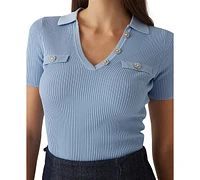 Guess Women's Paula Short-Sleeve Polo Sweater