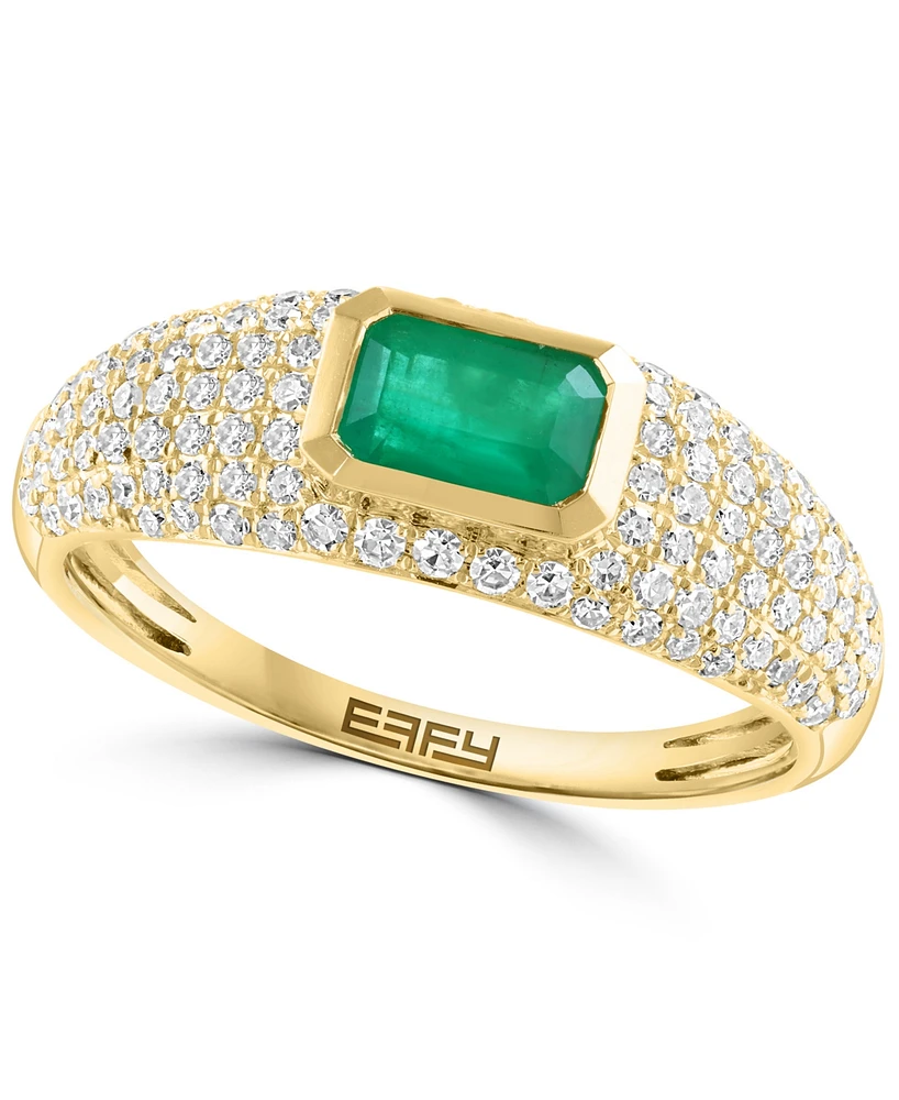 Effy Collection Diamond (3/8 ct. t.w.) & Emerald (1/2 ct.t.w.) Ring in 14k Gold