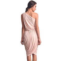 Pia Gladys Perey Women's Assymetrical Neckline Draped Cocktail Dress