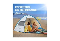 EchoSmile Beach Tent Sun Shelter for 3 Person, Beach Canopy Sun Protection Upf 50+, Easy Setup & Lightweight & Portable Cabana Tent Sun Shade for Baby