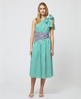 French Connection Women's Alexis Cotton One-Shoulder Striped Dress