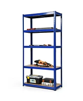 Gymax 4PCS 72'' Metal 5-Tier Garage Storage Rack Shelf Adjustable Freestanding