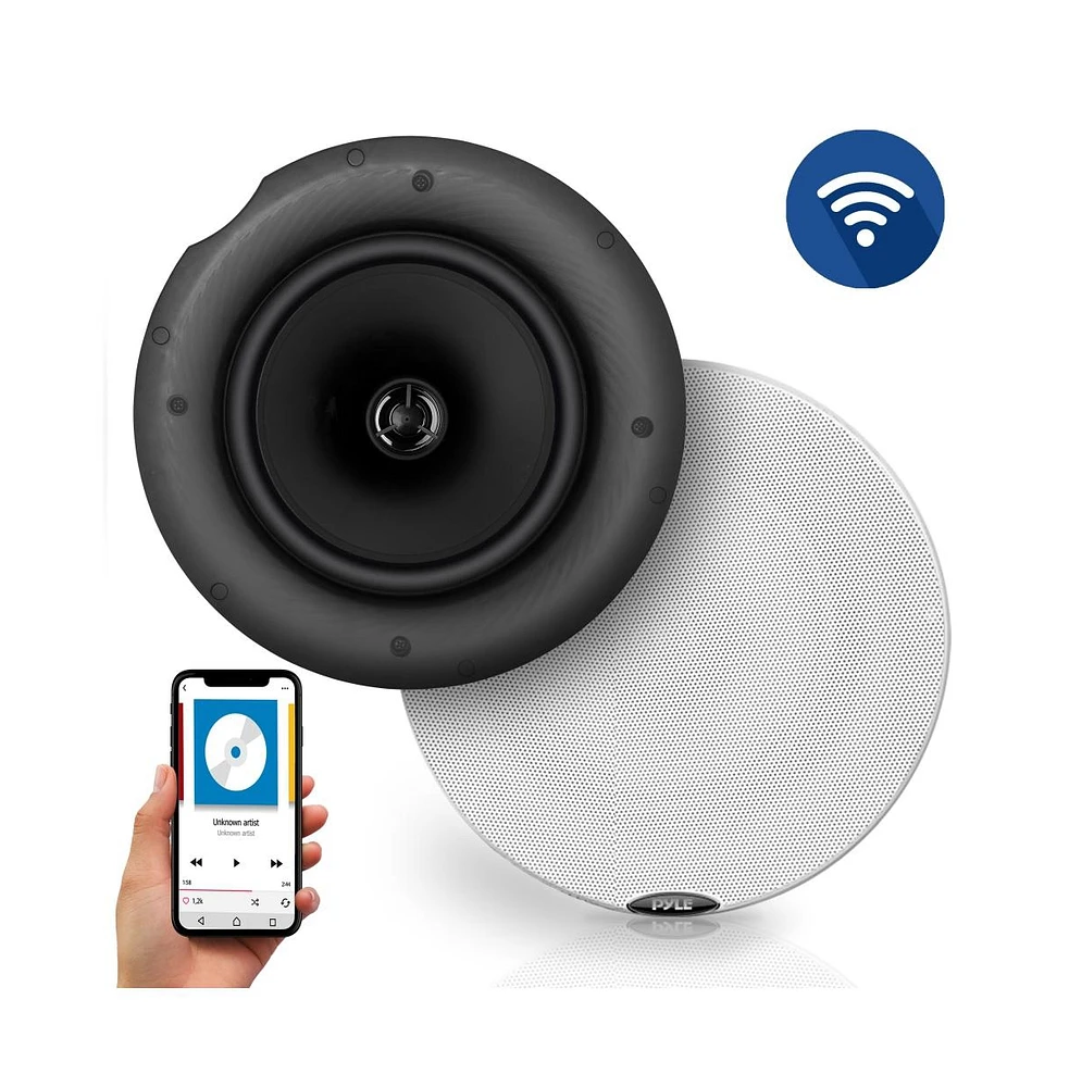 Pyle 6.5" Bluetooth In-Wall/In-Ceiling Speaker Kit - 2-Way Flush Mount, Wireless Music Streaming, 300W Max Power Output