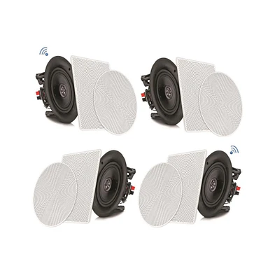 Pyle 5.25" Bluetooth Ceiling / Wall Speaker Kit - 2-Way Flush Mount Speakers with Built-in Bluetooth, 150W Max Power (4 Speakers)