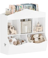 gaomon Kids Bookshelf Toy Storage Organizer for Kids Wooden Open Storage Cubby Children Small Bookcase Multifunctional Book Cabinet for Nursery,Playro