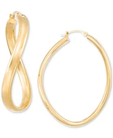 Signature Gold Polished Wavy Oval Drop Earrings in 14k Gold Over Resin