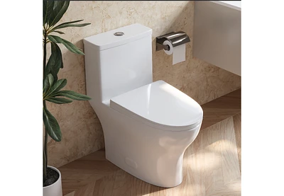 DeerValley Bathroom Toielt, One-Piece Toielt Dual-Flush Elongated Floor Mounted Toilet with White Glazed Surface(Seat Included)