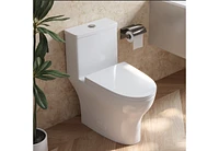 DeerValley Bathroom Toielt, One-Piece Toielt Dual-Flush Elongated Floor Mounted Toilet with White Glazed Surface(Seat Included)