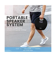 Pyle 5.25” Portable Wireless Bluetooth Streaming Speaker with Waterproof Design, Wireless Microphone, Tws, Usb/MP3 Playback, Rechargeable Batte