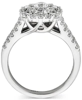 Diamond Halo Cushion Shape Cluster Engagement Ring (1-1/2 ct. t.w.) in 14k White Gold