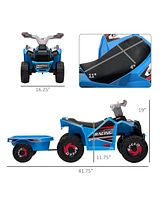 Aosom Kids Atv Quad Car with Back Trailer