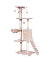 Gymax 56'' Cat Tree Kitten Pet Play House Furniture Condo Scratching Posts Ladder