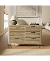 LuxenHome Mid-Century Modern Wave 6-Drawer 47.2-Inch Wide Dresser