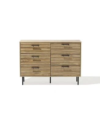 LuxenHome Mid-Century Modern Wave 6-Drawer 47.2-Inch Wide Dresser