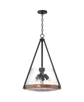 Franklin Iron Works Dana 19 1/2" Farmhouse Rustic Pendant Chandelier Ceiling Light Fixture Dining Room Over Table Kitchen Island Foyer Hanging Round 4