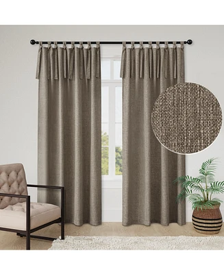 Awesome Home Garrett Textured Tie Knots Curtains Pair